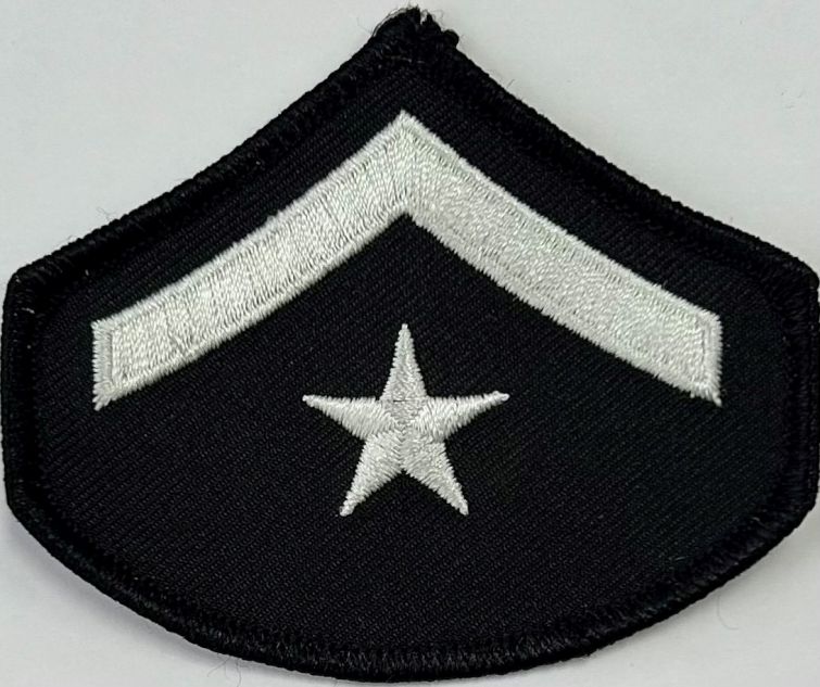 MASTER OFFICER CHEVRON SILVER ON BLACK SOLD IN PAIRS - SEW ON.